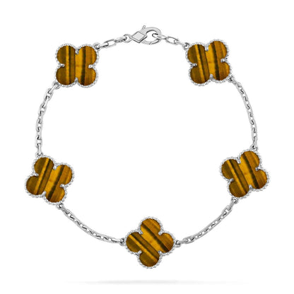 [NOBLE AURA] CLOVER 5 MOTIFS TIGER EYE BRACELET COLLECTION