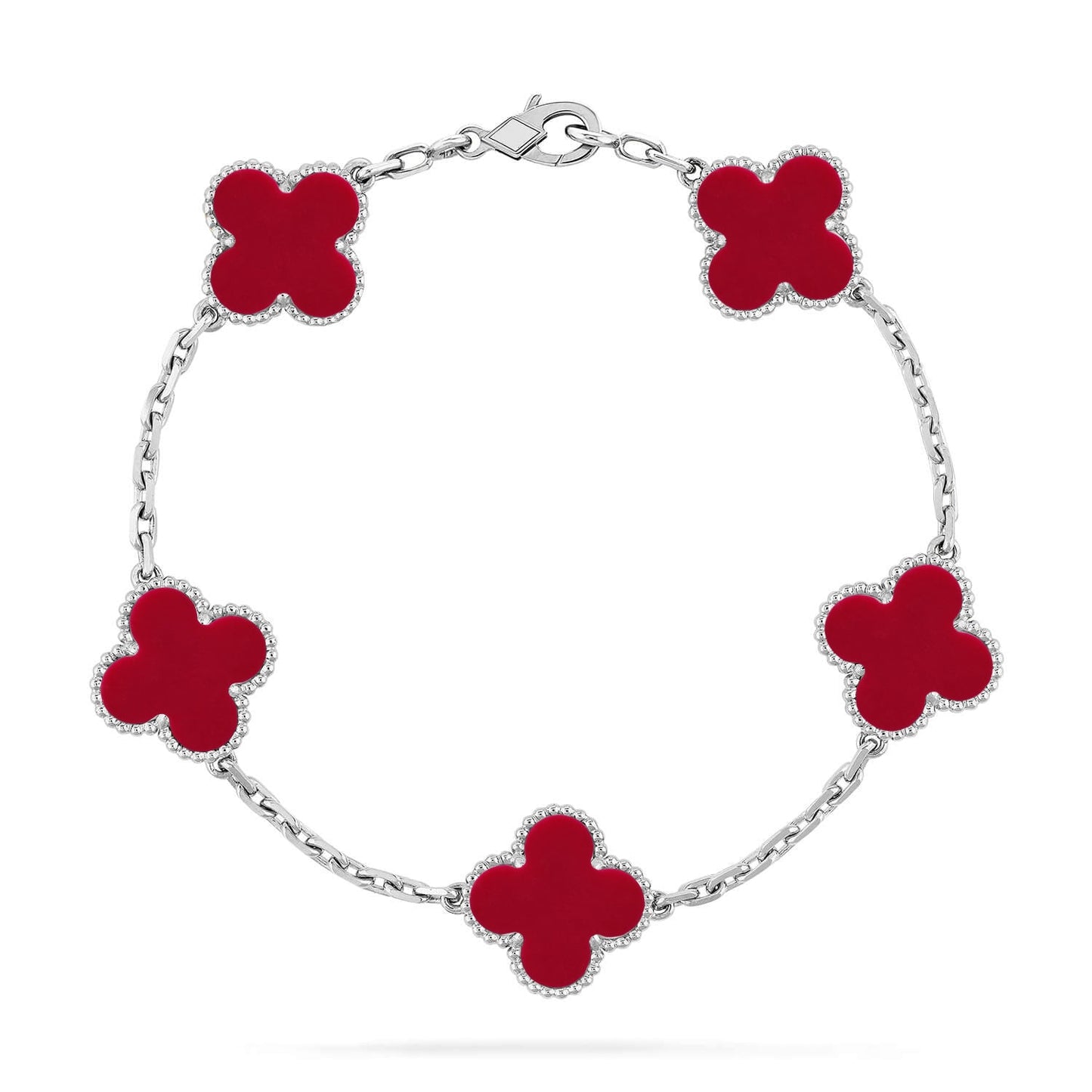 [NOBLE AURA] CLOVER 5 MOTIF RED CORNELIAN BRACELET COLLECTION