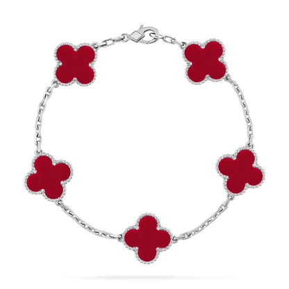 [NOBLE AURA] CLOVER 5 MOTIF RED CORNELIAN BRACELET COLLECTION