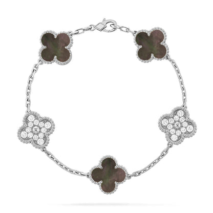 [NOBLE AURA] CLOVER 5 MOTIF GRAY MOP BRACELET COLLECTION