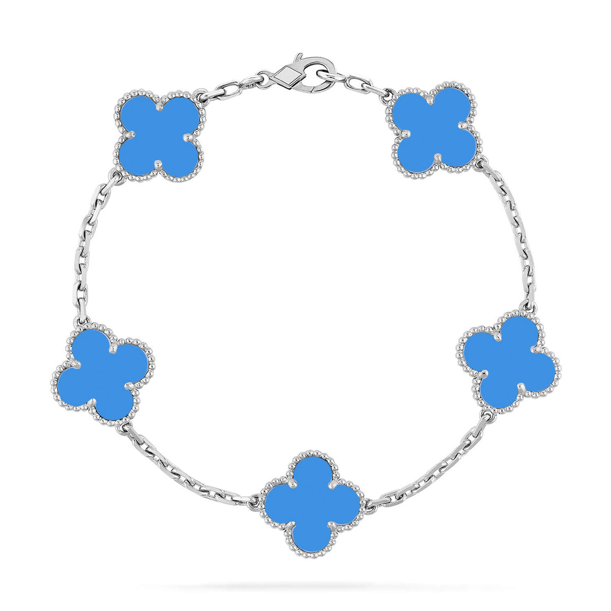 [NOBLE AURA] CLOVER 5 MOTIF BLUE AGATE BRACELET COLLECTION