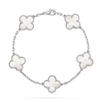 [NOBLE AURA]CLOVER WHITE PEARL MOP 5 MOTIF BRACELET COLLECTION
