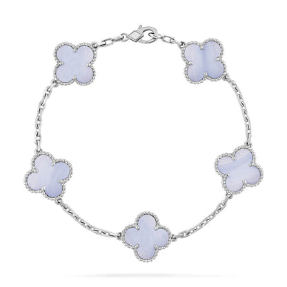 [NOBLE AURA] CLOVER 5 MOTIF PURPLE CHALCEDONY BRACELET COLLECTION