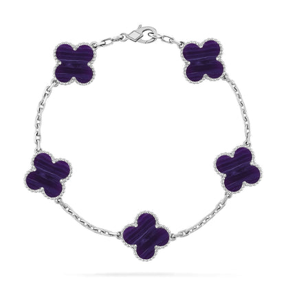 [NOBLE AURA]CLOVER 5 MOTIF PURPLE STRIPES BRACELET COLLECTION