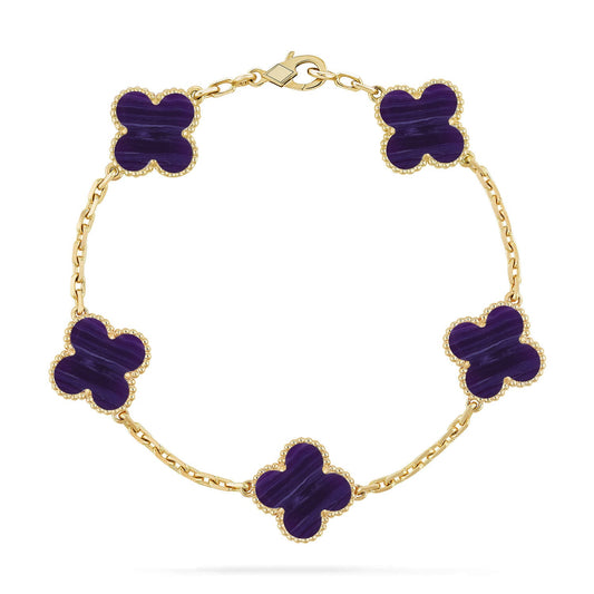 [NOBLE AURA]CLOVER 5 MOTIF PURPLE STRIPES BRACELET COLLECTION