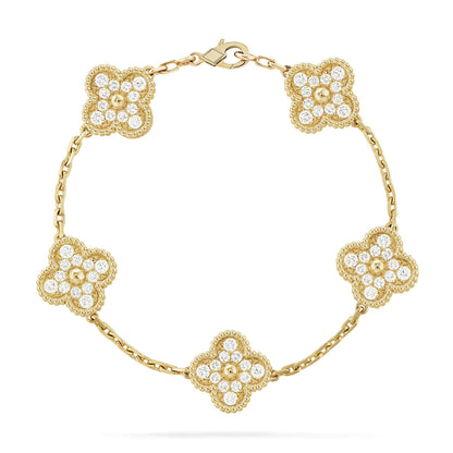 [NOBLE AURA] CLOVER 5 MOTIF FULL DIAMOND BRACELET COLLECTION