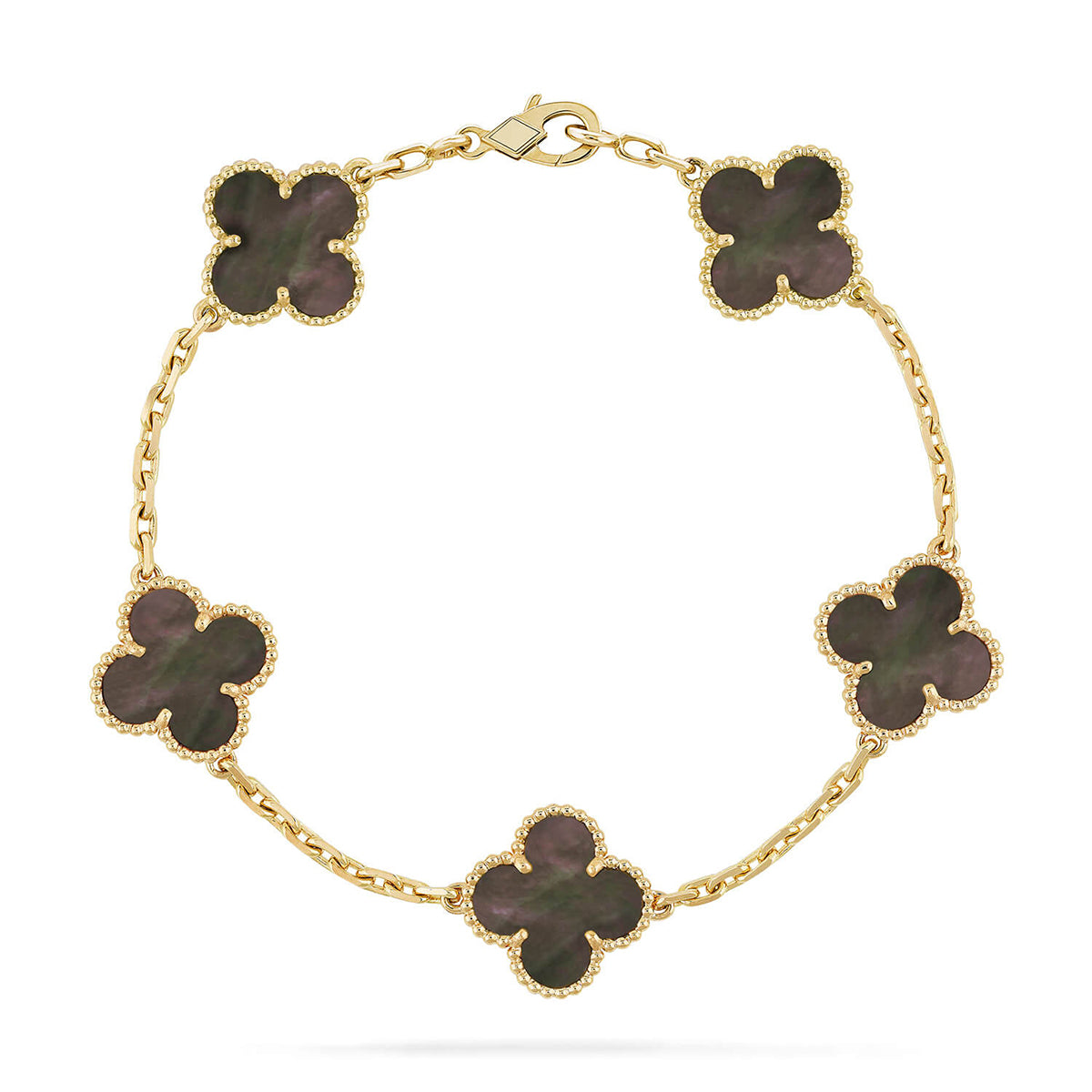 [NOBLE AURA] CLOVER 5 MOTIF GRAY MOP BRACELET COLLECTION