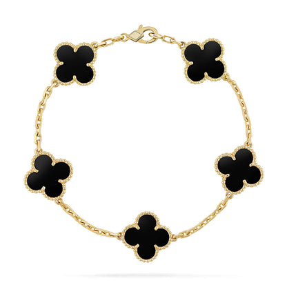[NOBLE AURA]Force Horseshoe & Clover 5 Motifs Bracelet Stack Set