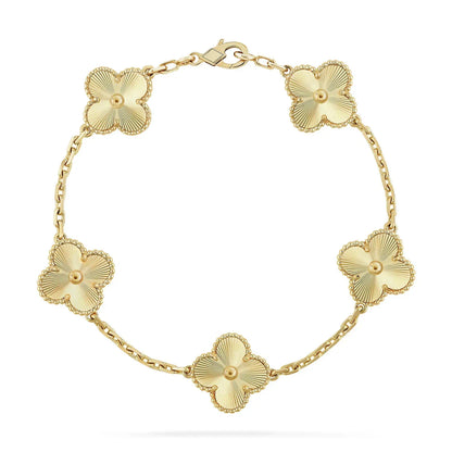 [NOBLE AURA]Clover Laser  Pulsar Stone 5-Motif & LOVE Diamond-Paved Bracelet Stack Set