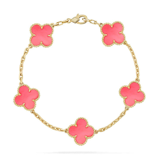[NOBLE AURA] CLOVER 5 MOTIFS  PINK MOP BRACELET COLLECTION