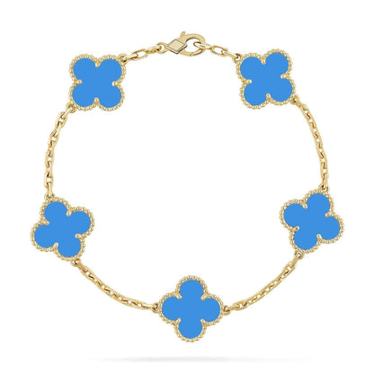 [NOBLE AURA] CLOVER 5 MOTIF BLUE AGATE BRACELET COLLECTION