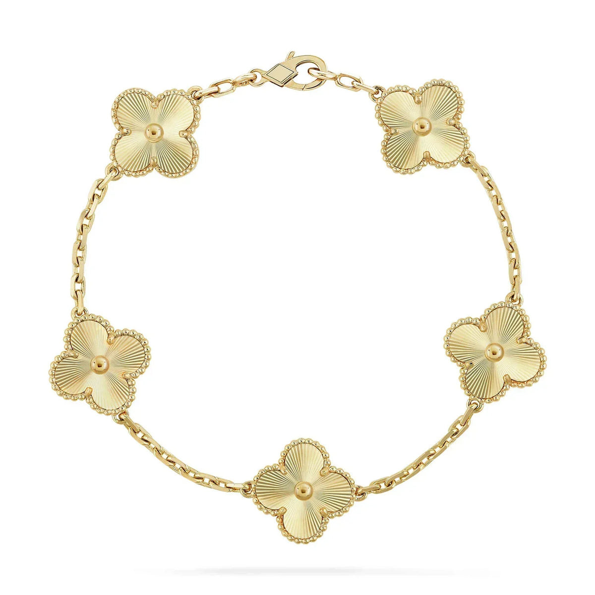 [NOBLE AURA] CLASH & Clover Laser 5-Motif & LOVE Brushed Bracelet Stack Set