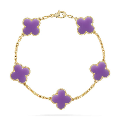 [NOBLE AURA]CLOVER 5 MOTIF LIGHT PURPLE BRACELET COLLECTION