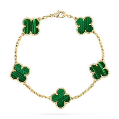 [NOBLE AURA] CLOVER 5 MOTIF MALACHITE BRACELET COLLECTION