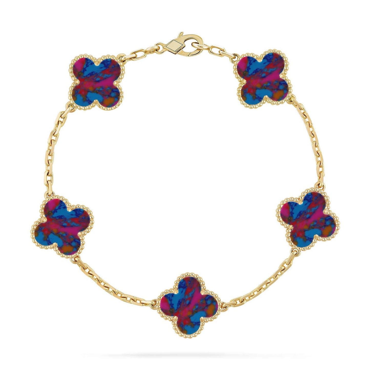 [NOBLE AURA]CLOVER 5 MOTIF COLOR GEMSTONES BRACELET COLLECTION