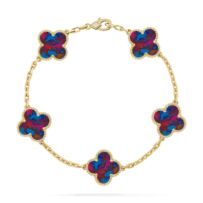 [NOBLE AURA]CLOVER 5 MOTIF COLOR GEMSTONES BRACELET COLLECTION