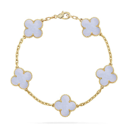 [NOBLE AURA] CLOVER 5 MOTIF PURPLE CHALCEDONY BRACELET COLLECTION
