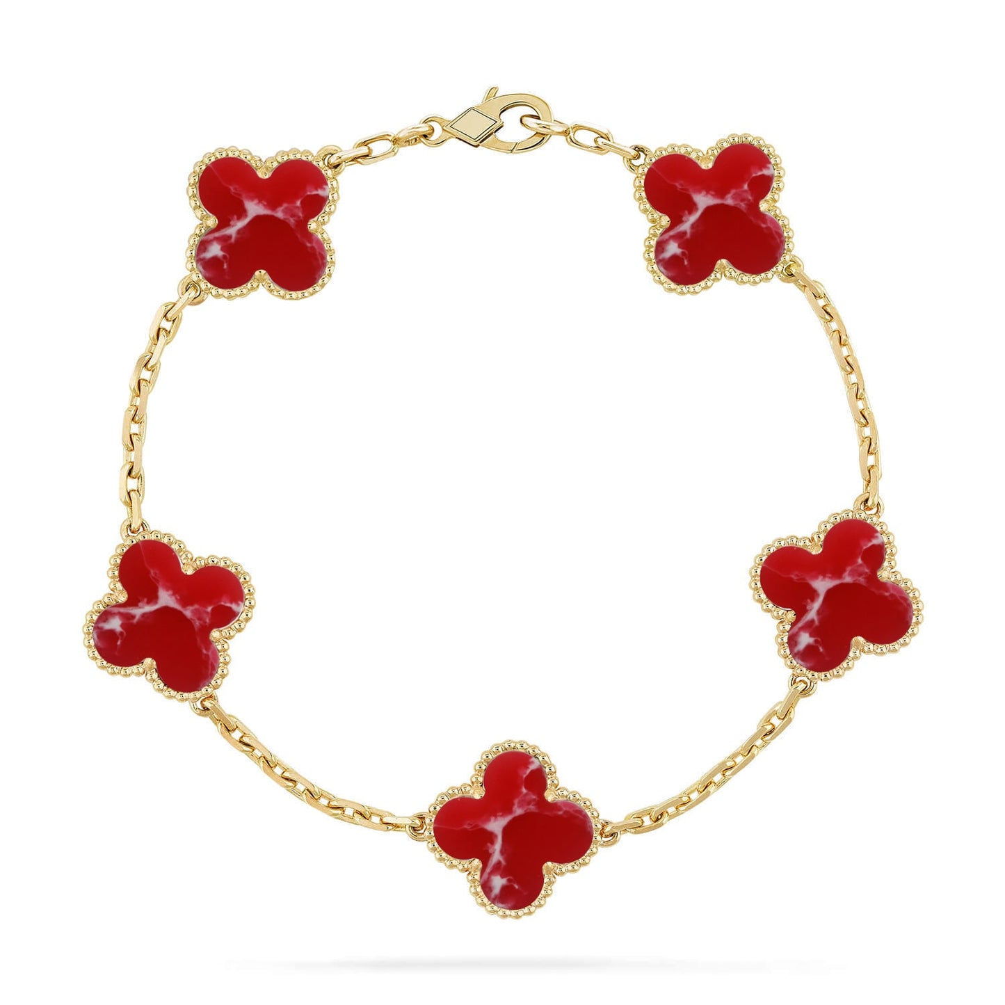 [NOBLE AURA]CLOVER 5 MOTIF RED PATTERN BRACELET COLLECTION
