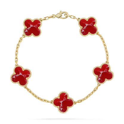 [NOBLE AURA]CLOVER 5 MOTIF RED PATTERN BRACELET COLLECTION