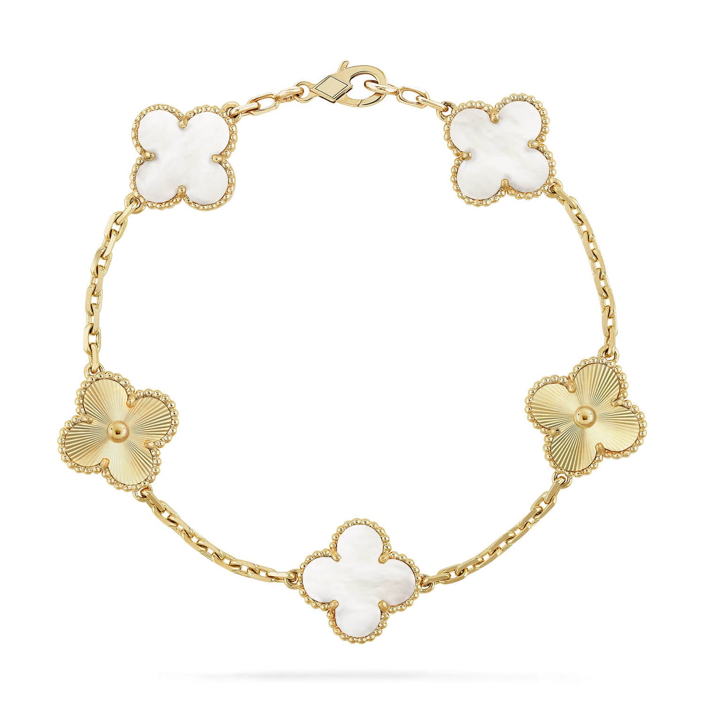 [NOBLE AURA]CLOVER WHITE PEARL MOP 5 MOTIF BRACELET COLLECTION