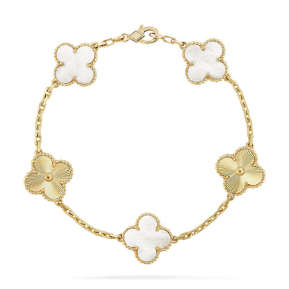 [NOBLE AURA]CLOVER WHITE PEARL MOP 5 MOTIF BRACELET COLLECTION