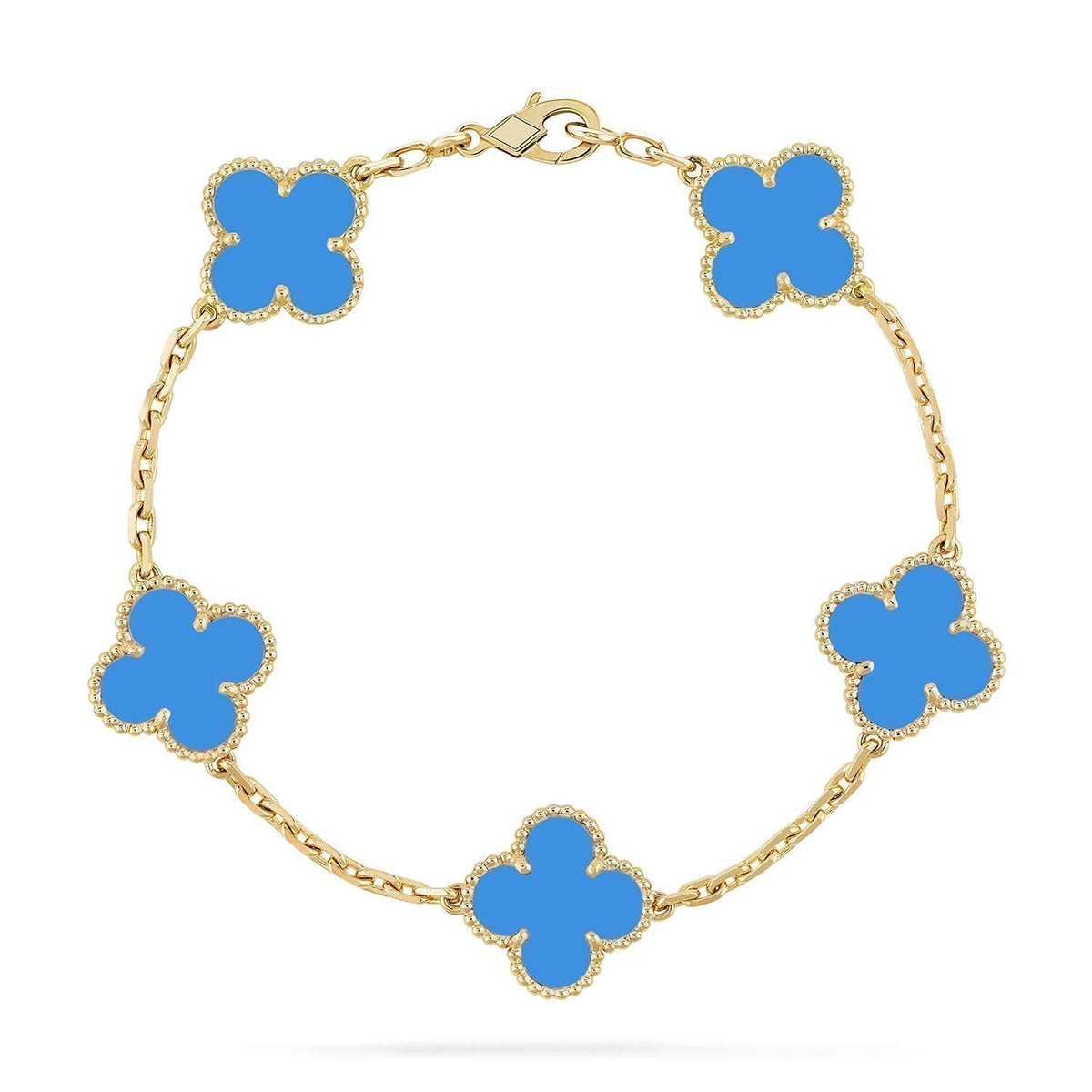 [NOBLE AURA] CLOVER 5 MOTIF BLUE AGATE BRACELET COLLECTION