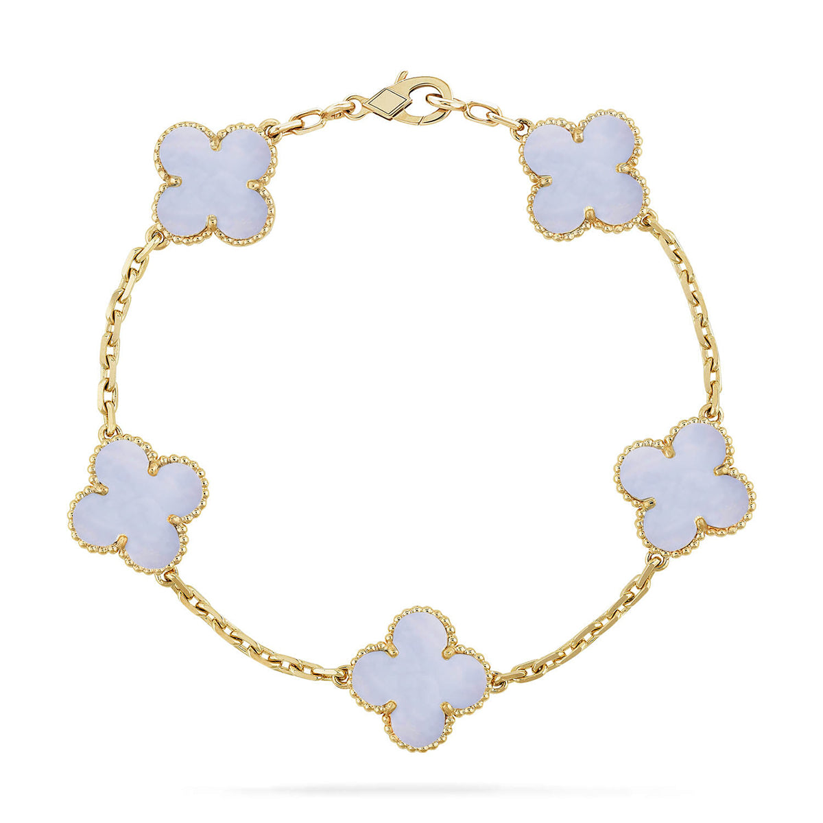 [NOBLE AURA] CLOVER 5 MOTIF PURPLE CHALCEDONY BRACELET COLLECTION