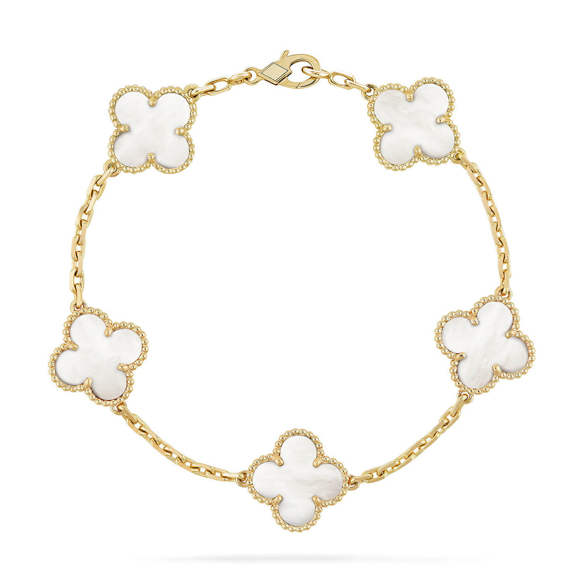 [NOBLE AURA]CLOVER WHITE PEARL MOP 5 MOTIF BRACELET COLLECTION