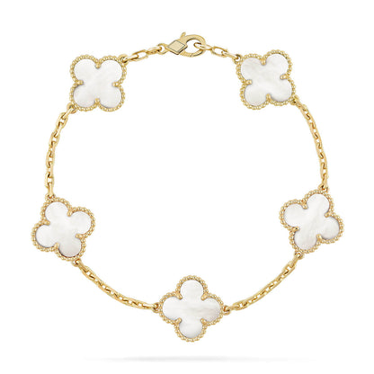 [NOBLE AURA]CLOVER WHITE PEARL MOP 5 MOTIF BRACELET COLLECTION