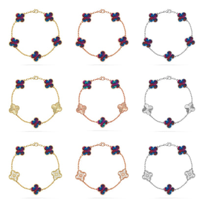 [NOBLE AURA]CLOVER 5 MOTIF COLOR GEMSTONES BRACELET COLLECTION