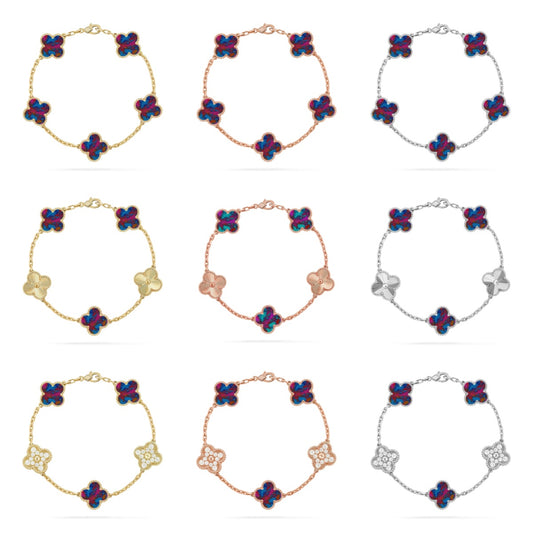 [NOBLE AURA]CLOVER 5 MOTIF COLOR GEMSTONES BRACELET COLLECTION