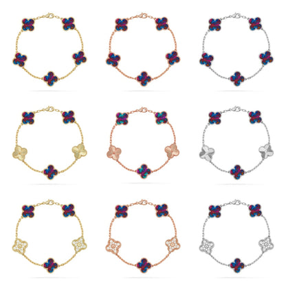 [NOBLE AURA]CLOVER 5 MOTIF COLOR GEMSTONES BRACELET COLLECTION