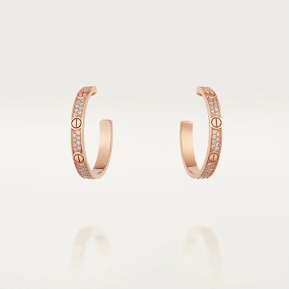 [NOBLE AURA]LOVE DIAMOND PINK GOLD HOOP EARRINGS