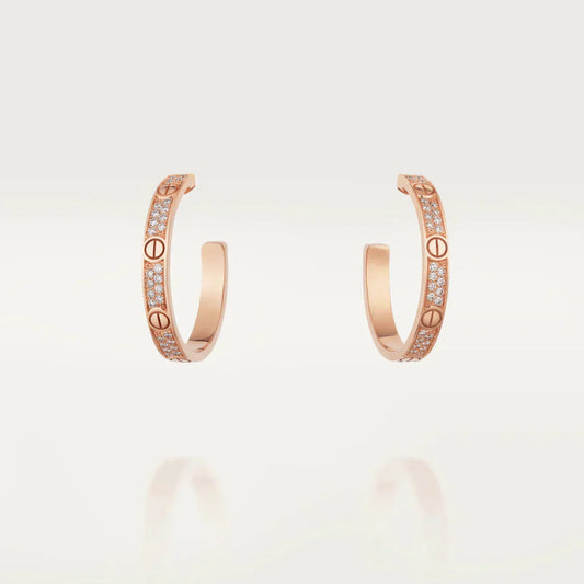 [NOBLE AURA]LOVE DIAMOND PINK GOLD HOOP EARRINGS