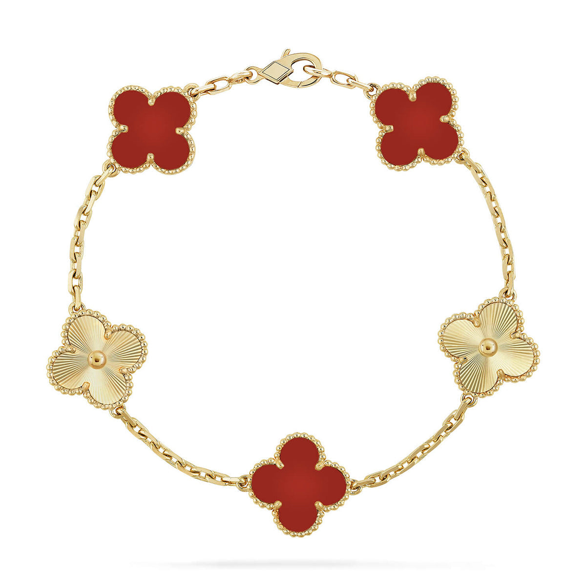 [NOBLE AURA]Clover & Love Diamond-Paved Radiant Line 2-Piece Bracelet Stack Set