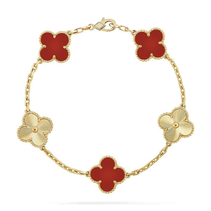 [NOBLE AURA]Clover & Love Diamond-Paved Radiant Line 2-Piece Bracelet Stack Set