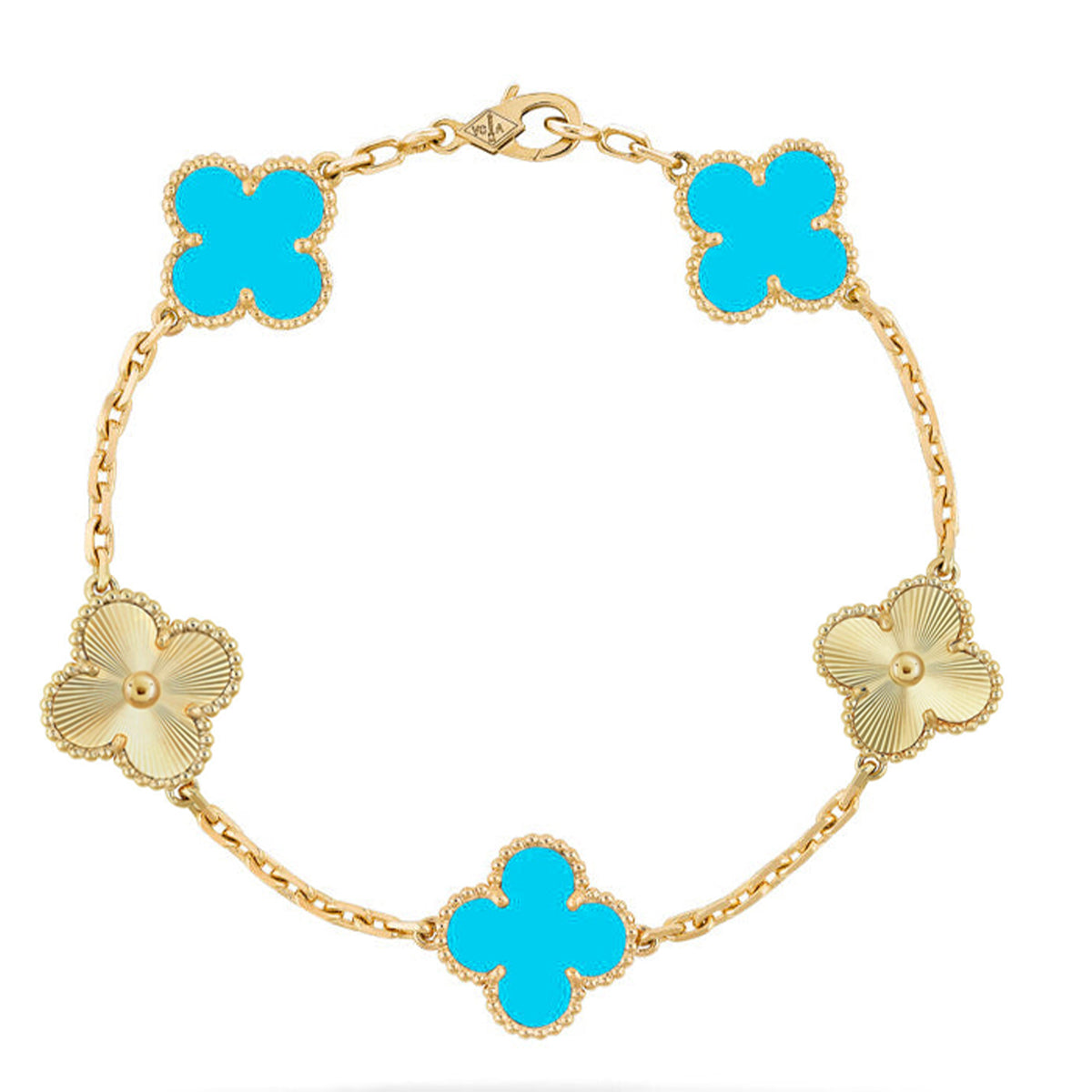 [NOBLE AURA] CLOVER 5 MOTIF TURQUOISE BRACELET COLLECTION