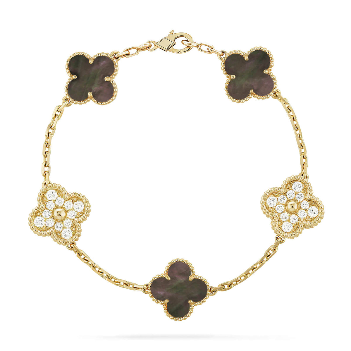 [NOBLE AURA] CLOVER 5 MOTIF GRAY MOP BRACELET COLLECTION