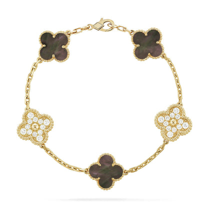 [NOBLE AURA] CLOVER 5 MOTIF GRAY MOP BRACELET COLLECTION