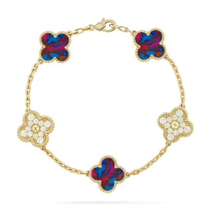 [NOBLE AURA]CLOVER 5 MOTIF COLOR GEMSTONES BRACELET COLLECTION