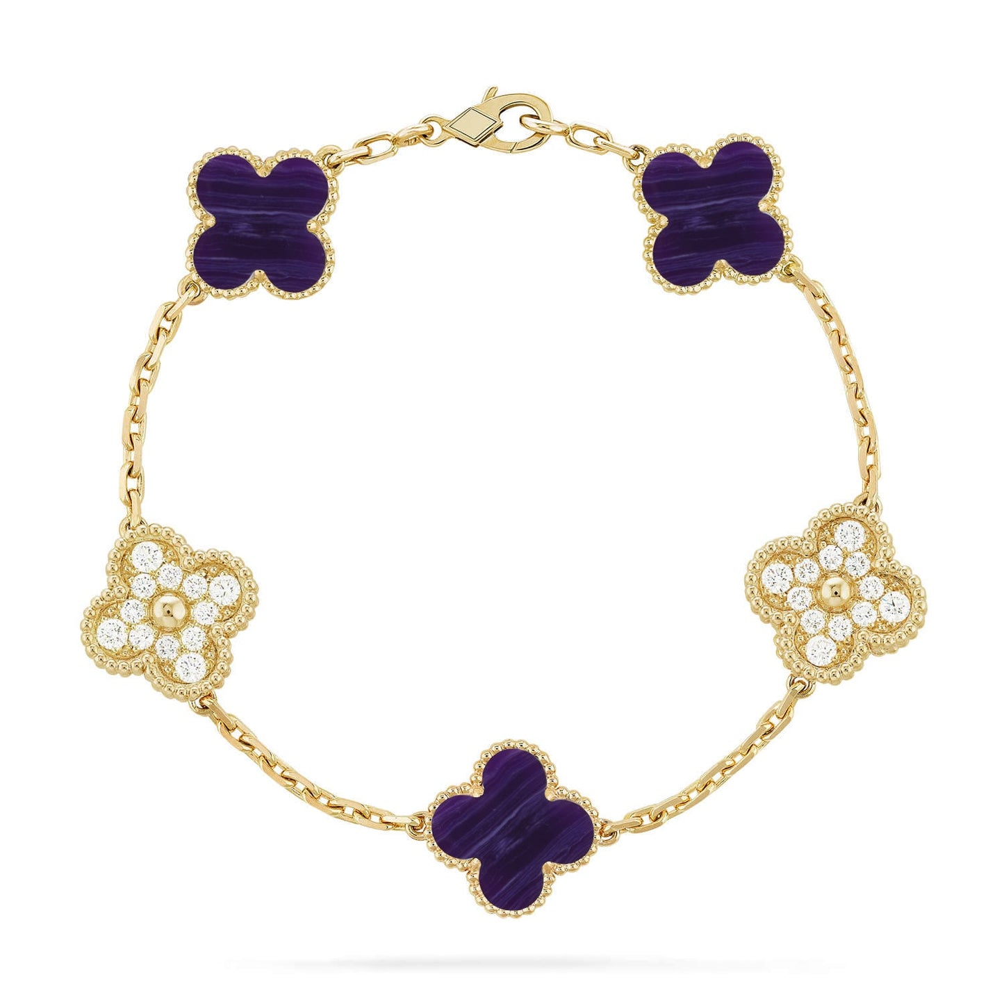 [NOBLE AURA]CLOVER 5 MOTIF PURPLE STRIPES BRACELET COLLECTION