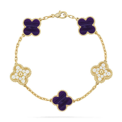 [NOBLE AURA]CLOVER 5 MOTIF PURPLE STRIPES BRACELET COLLECTION