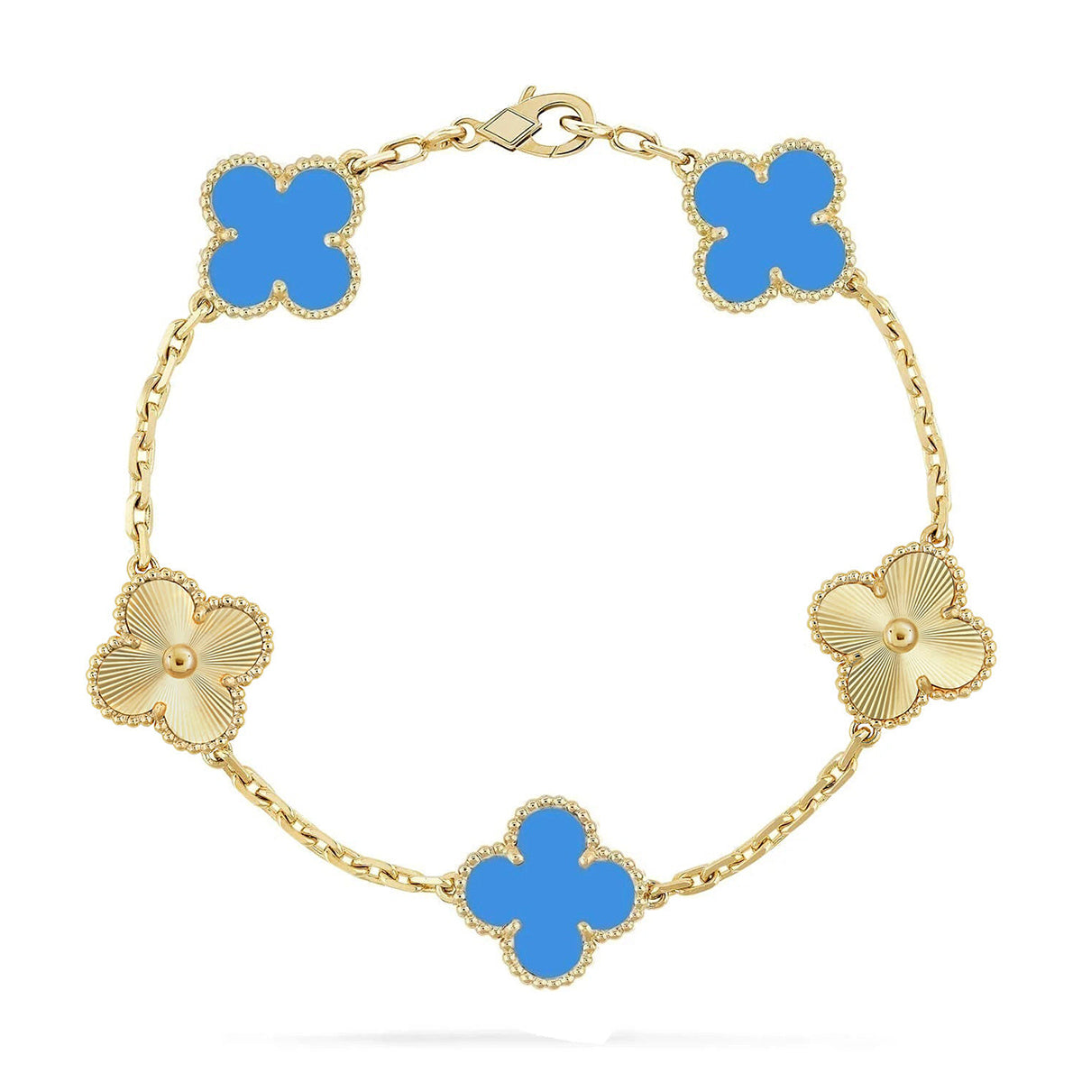 [NOBLE AURA] CLOVER 5 MOTIF BLUE AGATE BRACELET COLLECTION