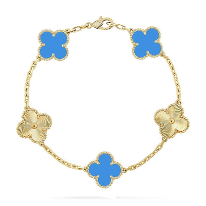 [NOBLE AURA] CLOVER 5 MOTIF BLUE AGATE BRACELET COLLECTION