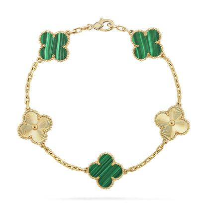 [NOBLE AURA] CLOVER 5 MOTIF MALACHITE BRACELET COLLECTION