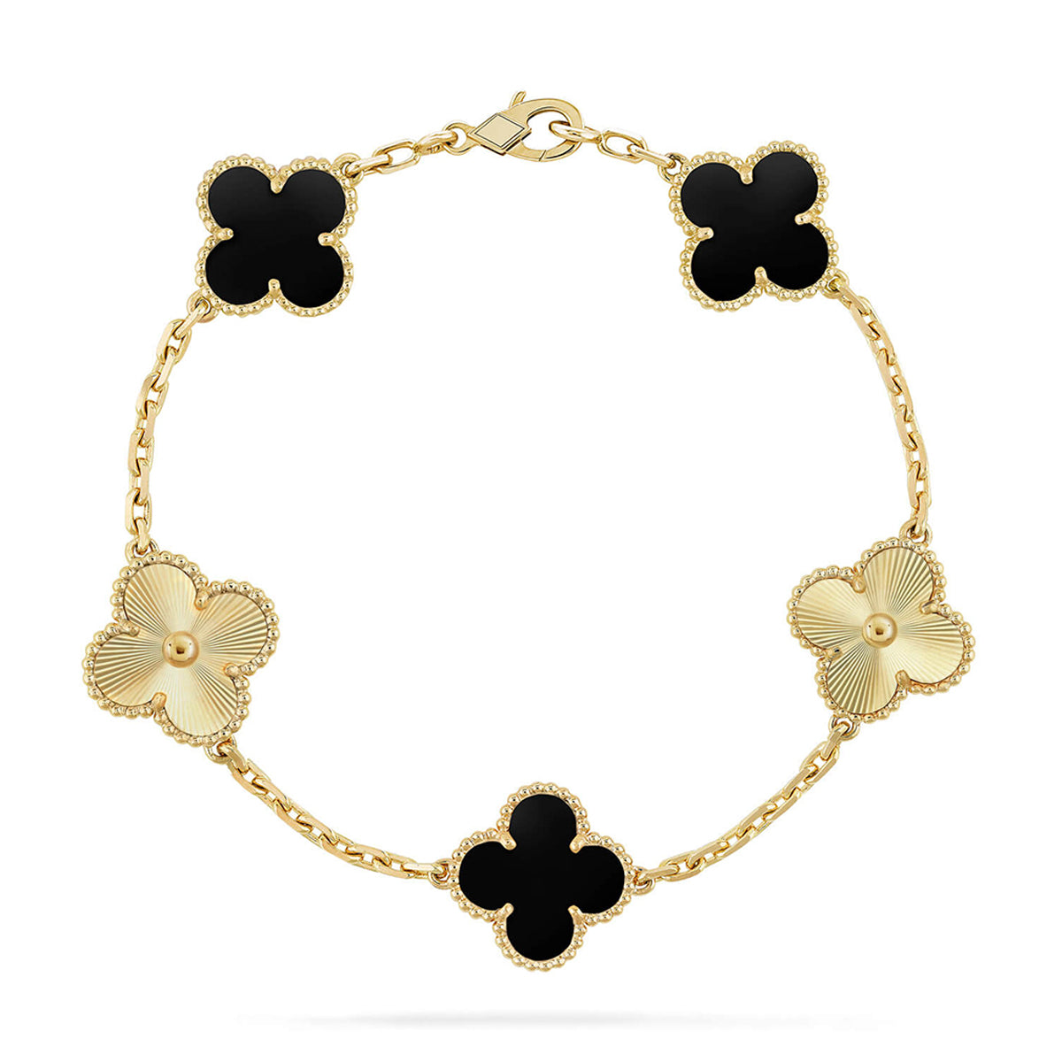 [NOBLE AURA] CLOVER 5 MOTIF ONYXS BRACELET COLLECTION