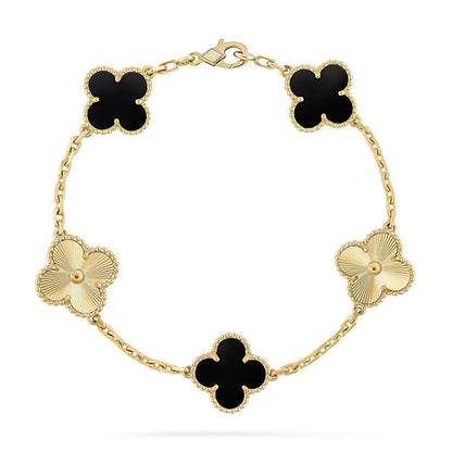[NOBLE AURA] CLOVER 5 MOTIF ONYXS BRACELET COLLECTION