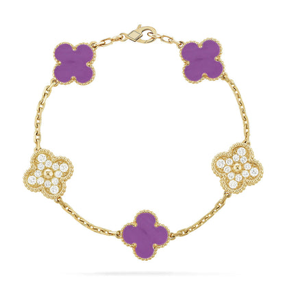[NOBLE AURA] CLOVER 5 MOTIF VIOLET BRACELET COLLECTION