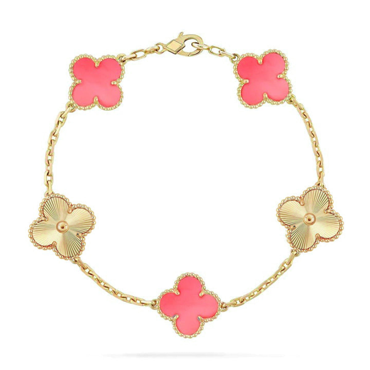 [NOBLE AURA] CLOVER 5 MOTIFS  PINK MOP BRACELET COLLECTION