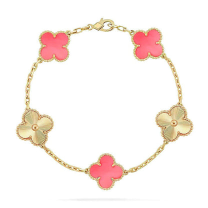 [NOBLE AURA] CLOVER 5 MOTIFS  PINK MOP BRACELET COLLECTION